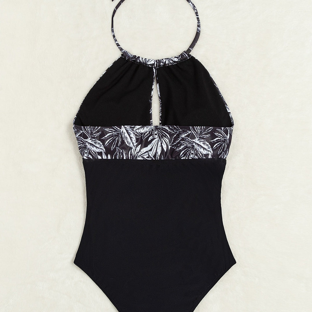 Women's Elegant Swimsuit with Deep Neckline and Floral Design Mune Fashion