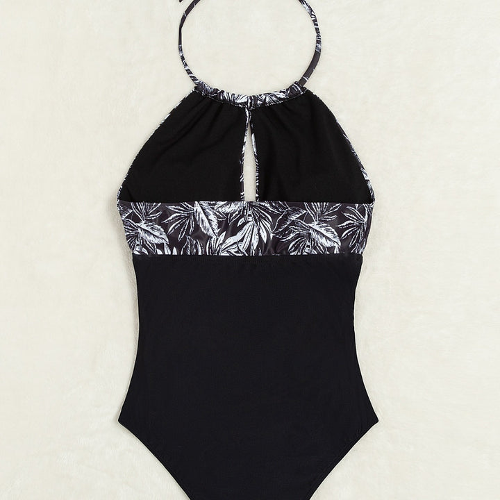 Women's Elegant Swimsuit with Deep Neckline and Floral Design Mune Fashion