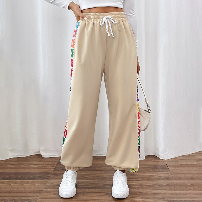 Women's Jogging Pants with Colorful Side Pattern Mune Fashion