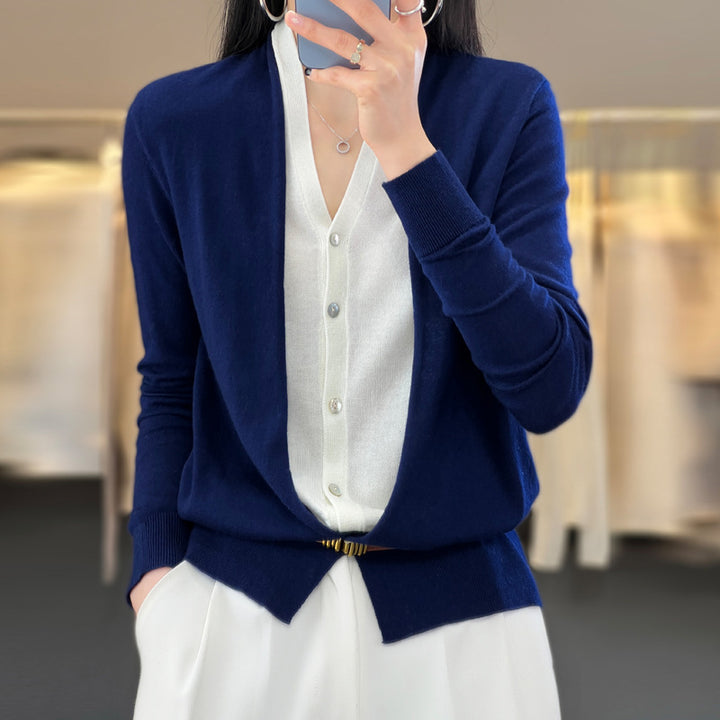 Women Lightweight Open Fine Knit Cardigan with Asymmetrical Pointed Hem and Tailored Silhouette Mune Fashion