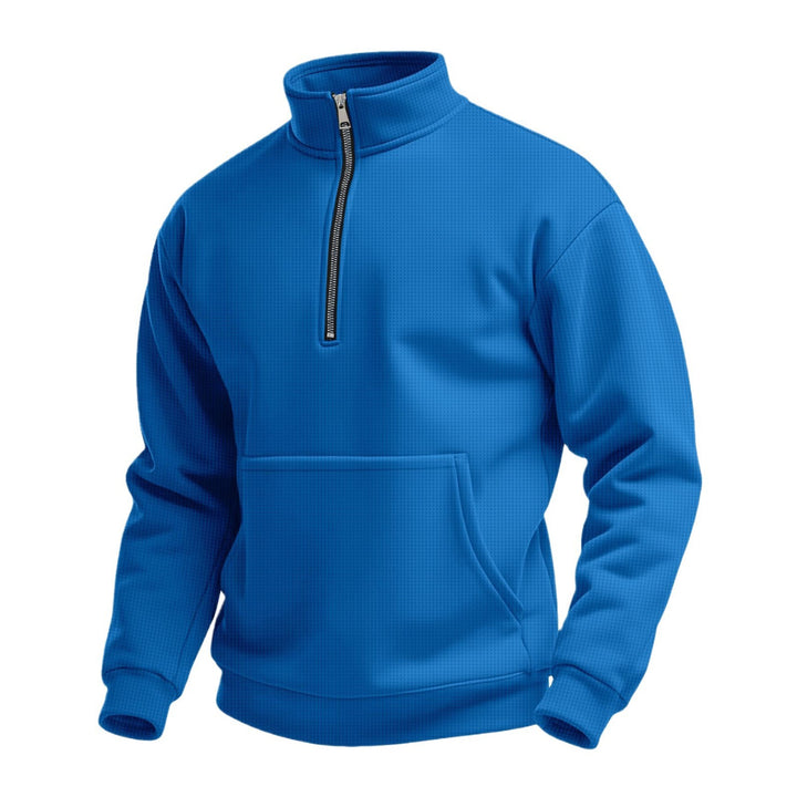 Men's zip hoodie with half zipper stand-up collar and kangaroo pocket Mune Fashion