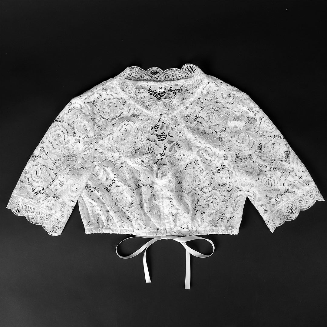 Women knit bolero short with stand-up collar and tie band Mune Fashion