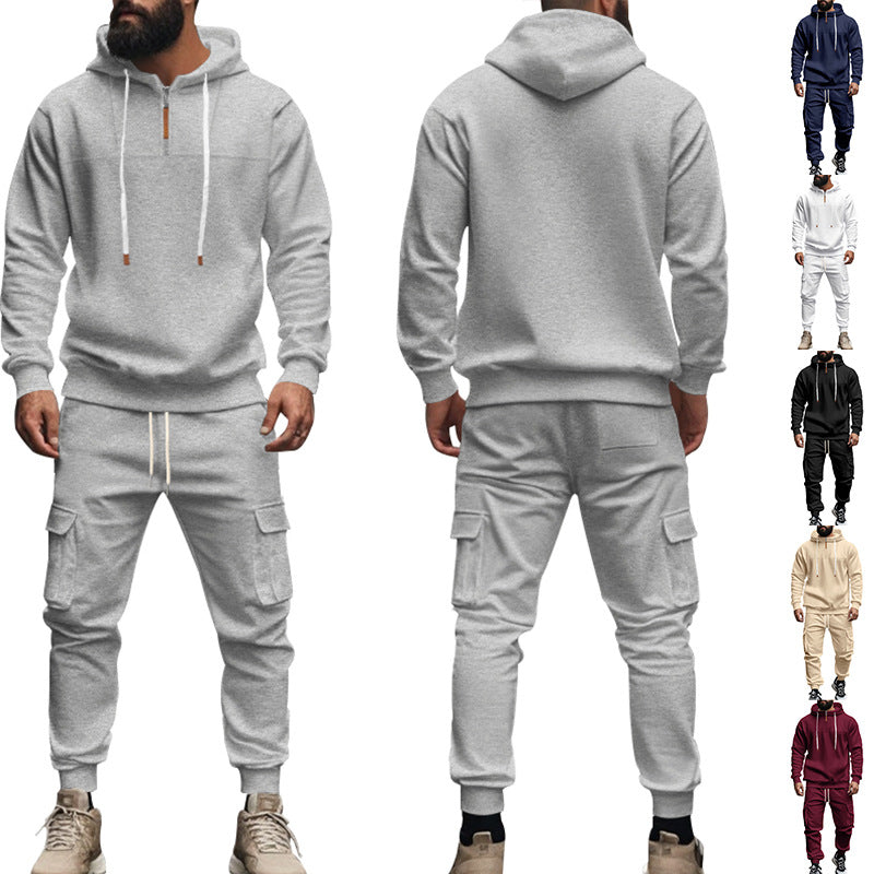 Men's nano cargo jogging suit with half-zip hoodie and tapered cargo pants Mune Fashion