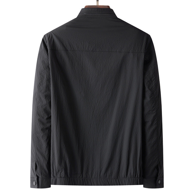 Men's Light Structured Transitional Jacket with Stand-Up Collar Water-Repellent Microfiber and Zipper Pockets Mune Fashion