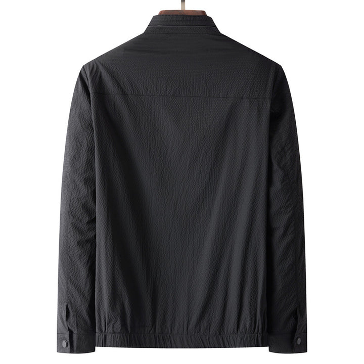 Men's Light Structured Transitional Jacket with Stand-Up Collar Water-Repellent Microfiber and Zipper Pockets Mune Fashion