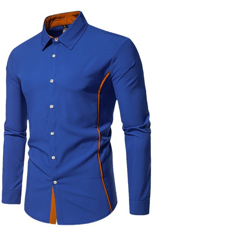 Men's tailored business shirt with contrast inner strip and convertible cuffs Mune Fashion