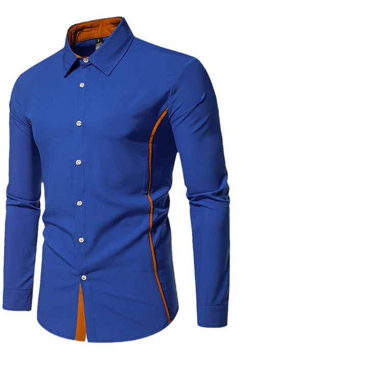Men's tailored business shirt with contrast inner strip and convertible cuffs Mune Fashion