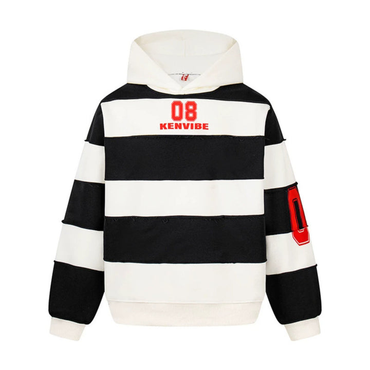 Women's Striped Oversized Hoodie in Sport Style with College Print Mune Fashion