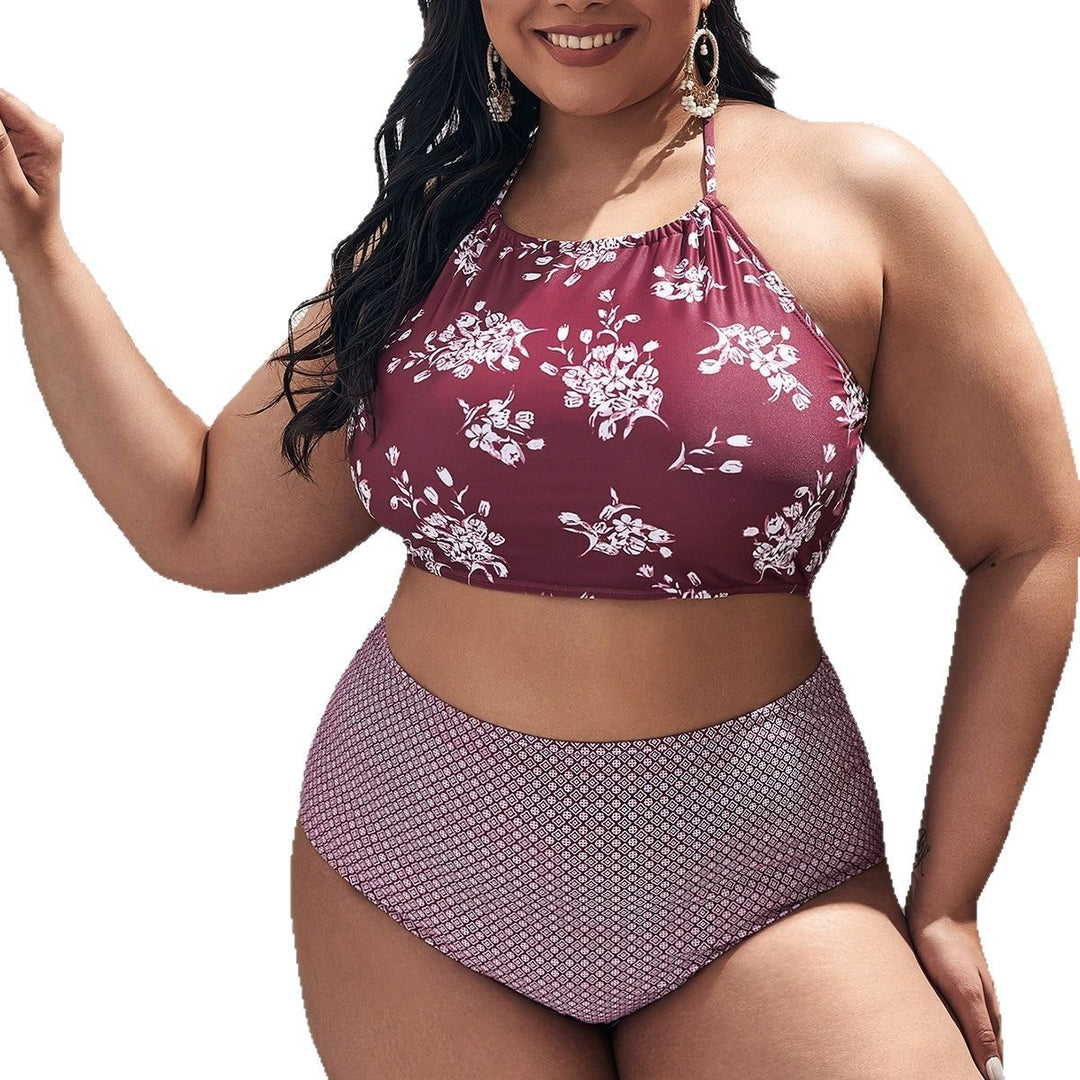 Ladies bikini set with floral top and high-cut bottom Mune Fashion