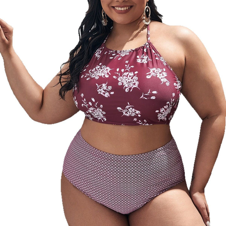 Ladies bikini set with floral top and high-cut bottom Mune Fashion