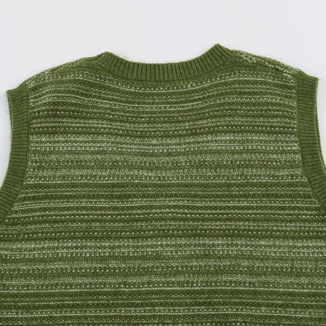 Men's Knitted Vest with V-Neck, Button Placket and Fine Textured Knit Mune Fashion