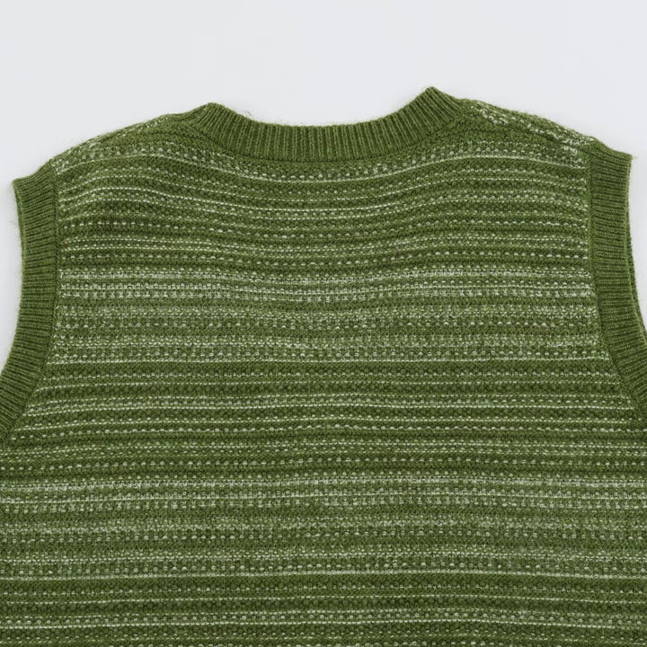 Men's Knitted Vest with V-Neck, Button Placket and Fine Textured Knit Mune Fashion