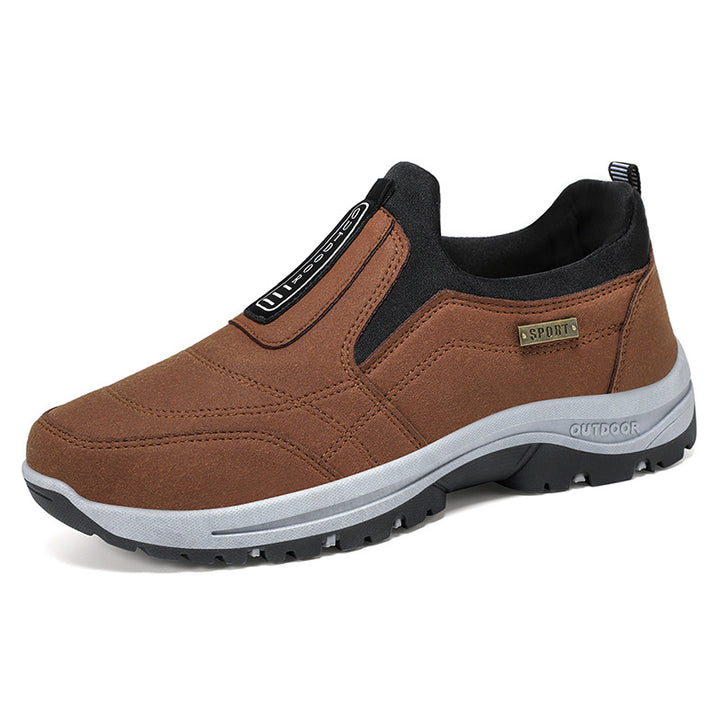 Men's durable slip-on outdoor hiking shoe with water-repellent microfiber surface and grippy tread sole Mune Fashion