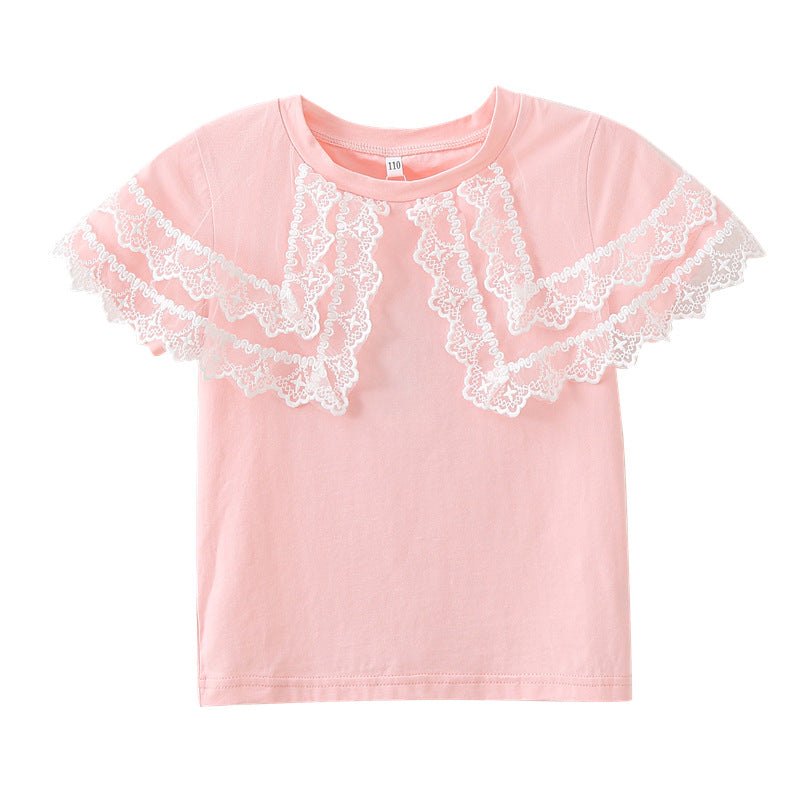 Girl T-shirt with lace sleeves Mune Fashion