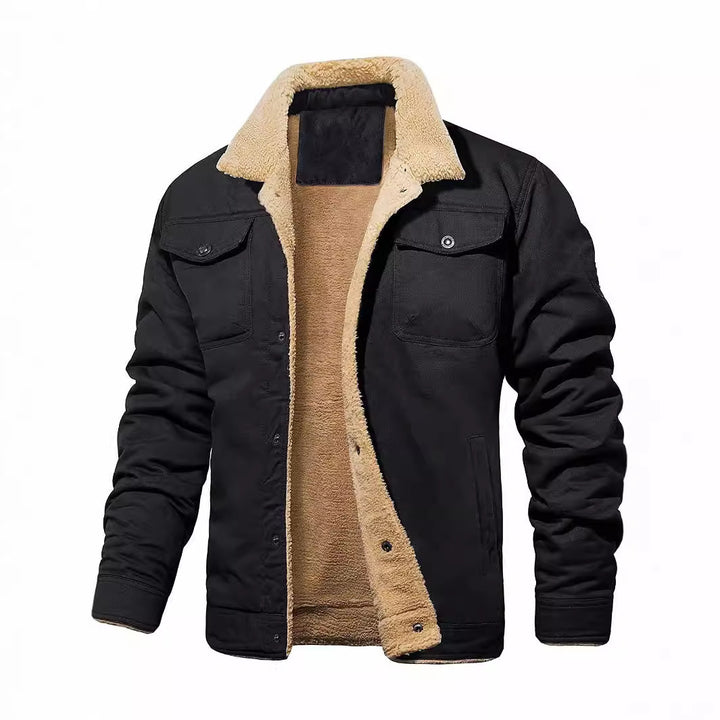 Men's padded sherpa canvas jacket with button placket and chest pockets Mune Fashion