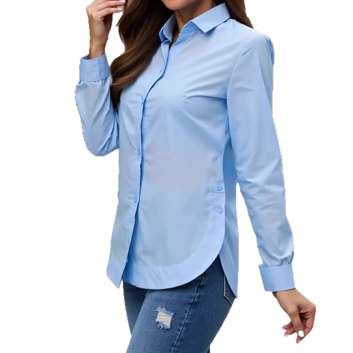 Women's Elegant Cotton Blouse with Button Details