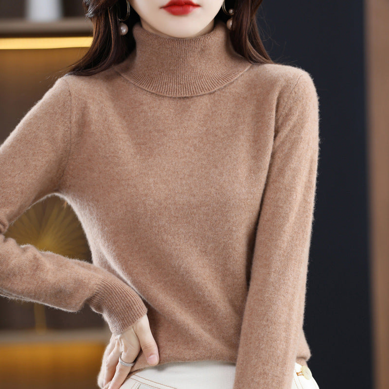 Women's Slim-Fit Turtleneck Sweater made of Cashmere-like Fine Knit with Soft Pile Mune Fashion