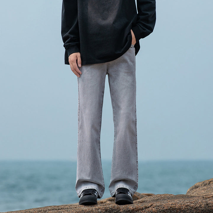 Men's Wide-Cut Vintage Denim Jeans with Flared Leg Drune