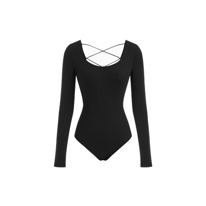 Women's fitted rib fine-knit long sleeve with wide boat neckline Drune