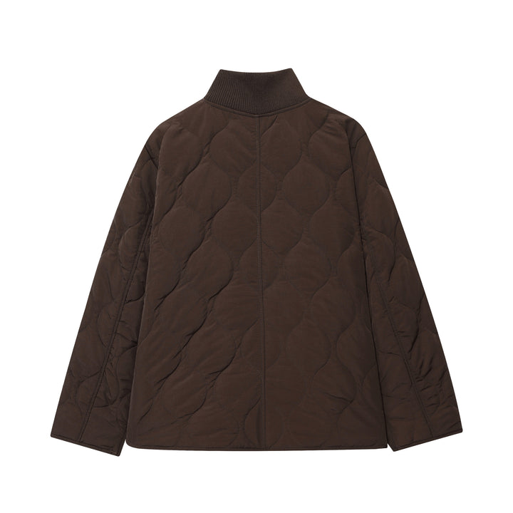Women's lightweight quilted jacket with round quilting, high ribbed collar, and patch flap pockets Mune Fashion