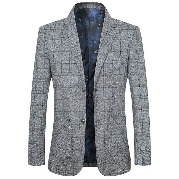 Men's Elegant Checked Single-Breasted Blazer with Tailored Fit Mune Fashion