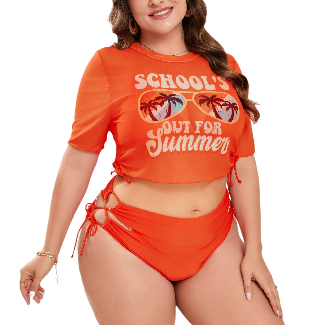 Women's Swimwear Set with Cropped Top Blouse and High-Waisted Shorts Mune Fashion
