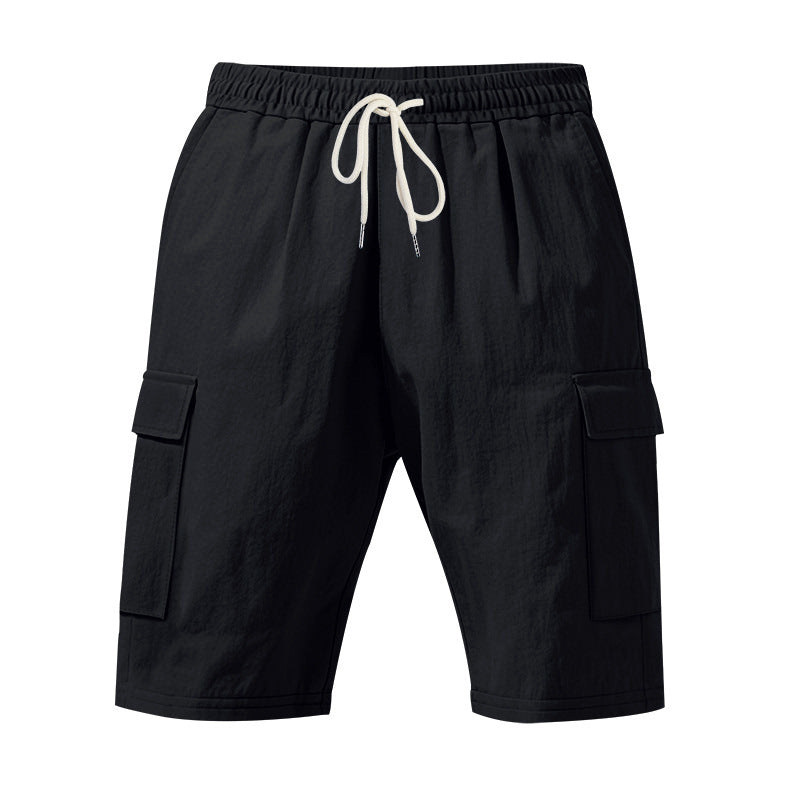 Men's travel and outdoor bermuda shorts with elastic drawstring waistband, security inner pocket and front flap pockets Mune Fashion