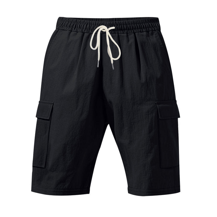 Men's travel and outdoor bermuda shorts with elastic drawstring waistband, security inner pocket and front flap pockets Mune Fashion