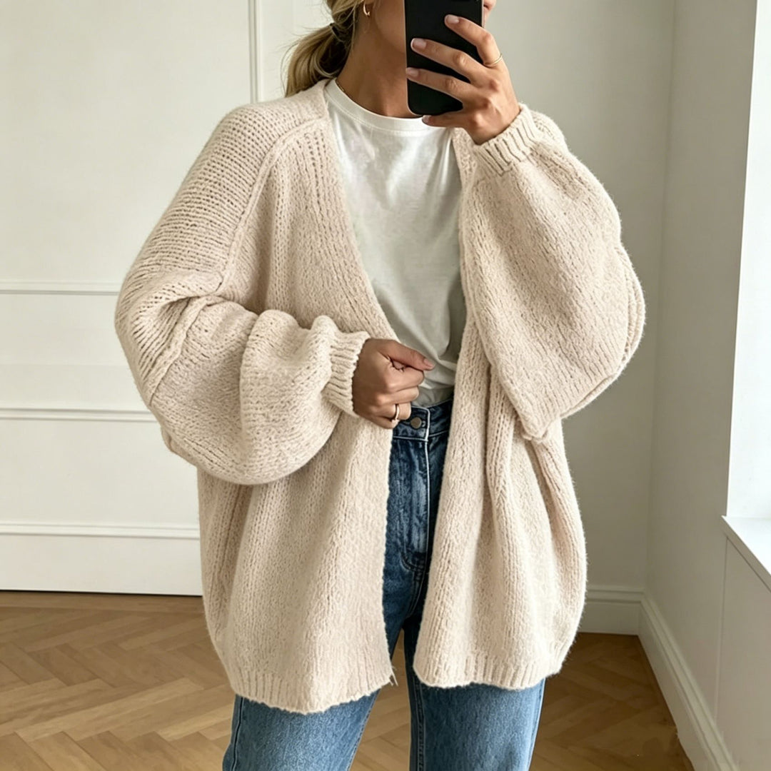 Women's Oversized Chunky Knit Cardigan with Wide Sleeve Mune Fashion