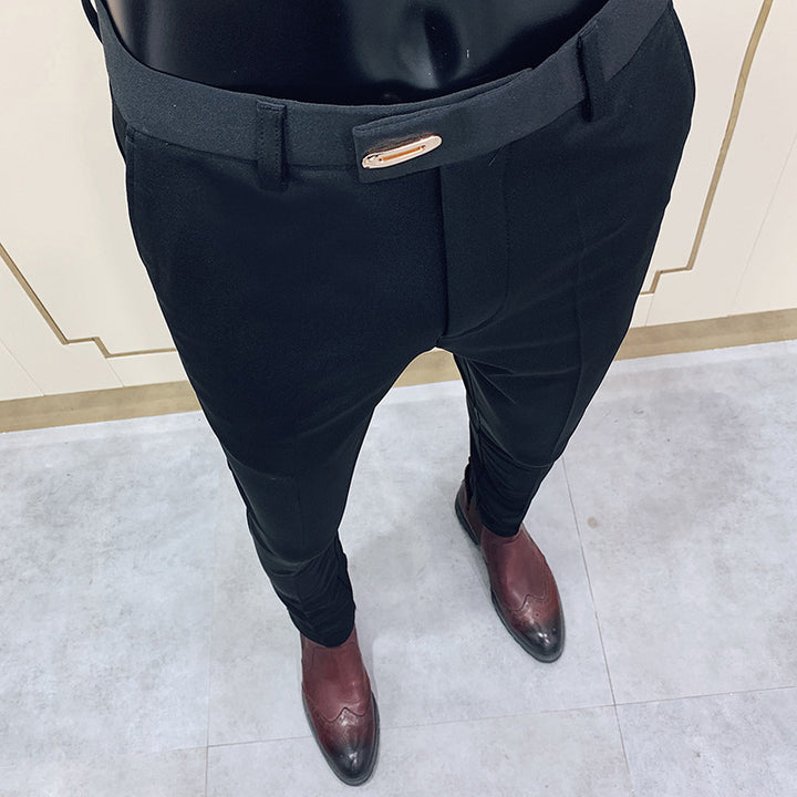 Men's slim suit trousers with crease and elastic waistband Mune Fashion