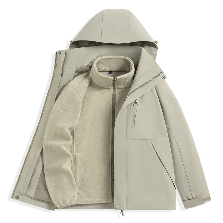Men's two-layer outdoor parka with removable fleece inner jacket and hood Mune Fashion