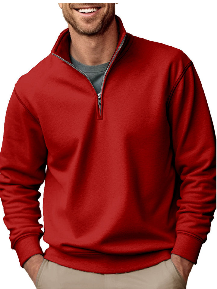 Men's half-zip sweatshirt with stand-up collar and soft fleece interior lining Mune Fashion