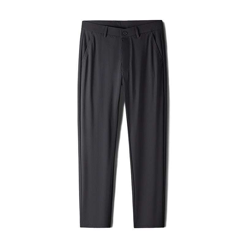 Men's Slim Business Stretch Pants with Crease and Comfort Waistband Mune Fashion