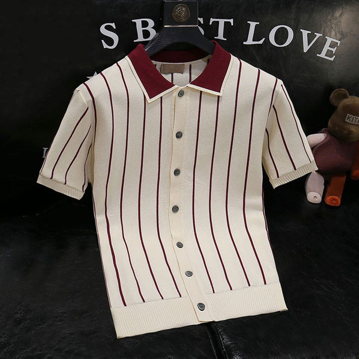 Men Stylish Short Sleeve Knit Shirt Mune Fashion