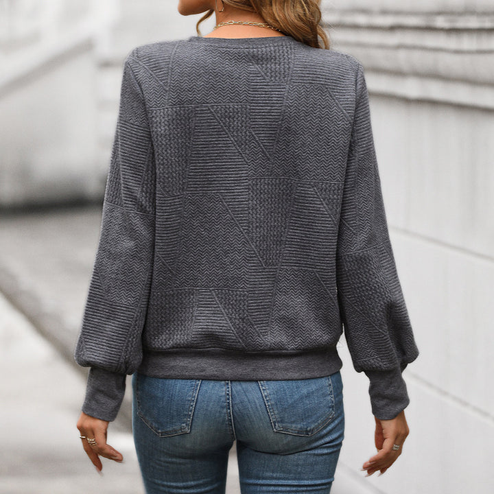 Women Structured Fine Knit Sweater with Geometric Patch Pattern Mune Fashion