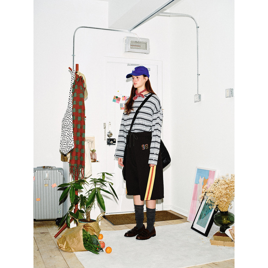 Unisex Striped Long Sleeve Shirt in Maritime Oversized Look with Ribbed Collar Mune Fashion