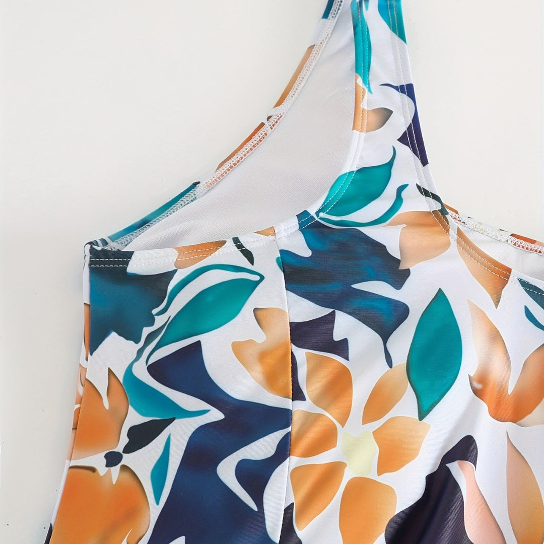Women's Swimsuit Set with Floral Design and Light Skirt Mune Fashion