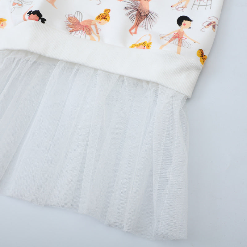 Girls sweatshirt dress with playful ballet motif and tulle skirt Mune Fashion
