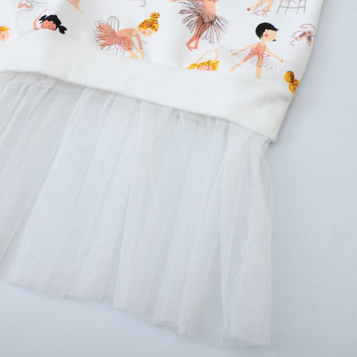 Girls sweatshirt dress with playful ballet motif and tulle skirt Mune Fashion