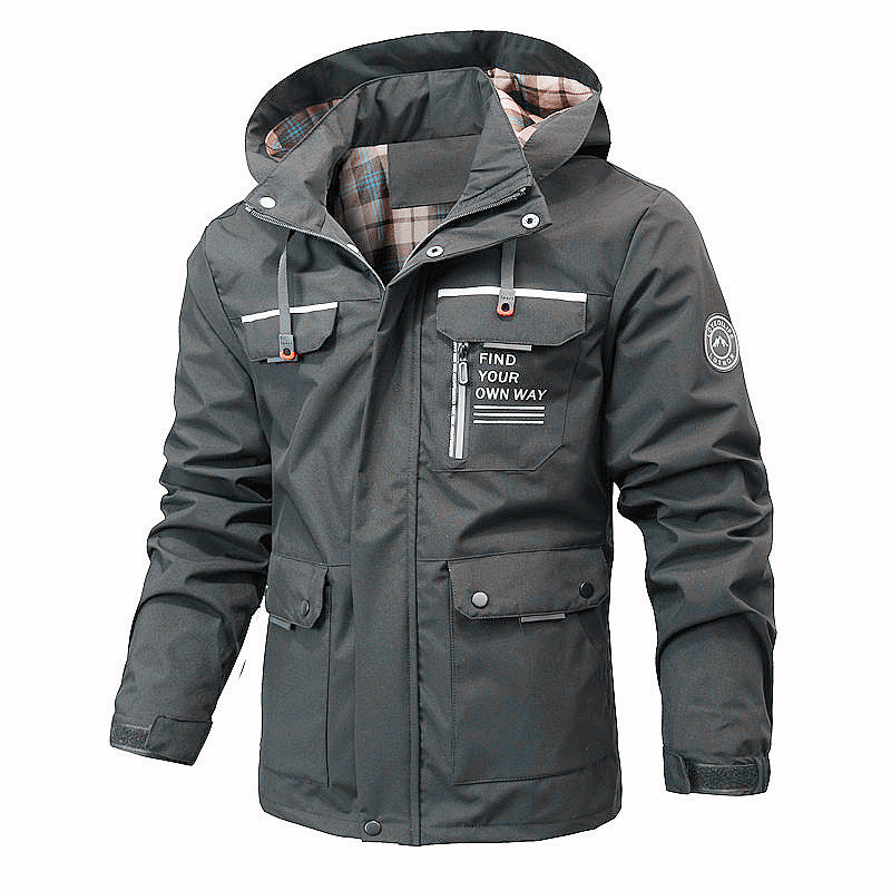 Men Water-repellent Softshell Parka with Hood, Reflective Inserts and Multifunction Pockets Mune Fashion