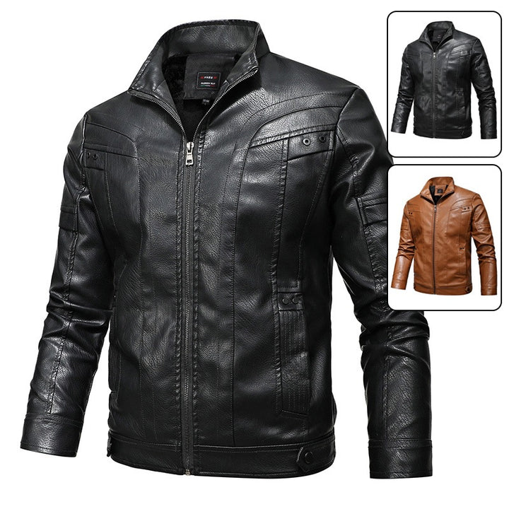 Men's Elegant Motorcycle Leather Jacket Mune Fashion