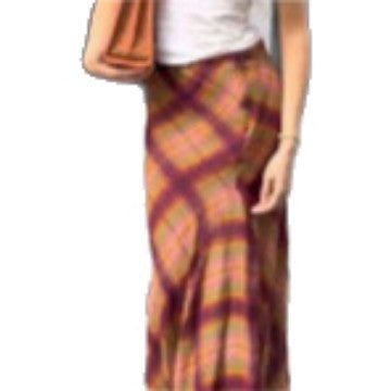 Women Flowing Checked Maxi Skirt with Tailored Trumpet Silhouette Mune Fashion