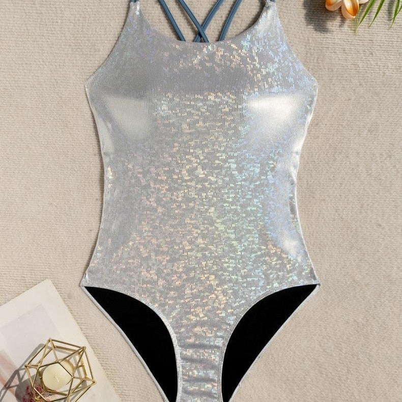 Ladies one-piece swimsuit with shimmering mesh design Mune Fashion