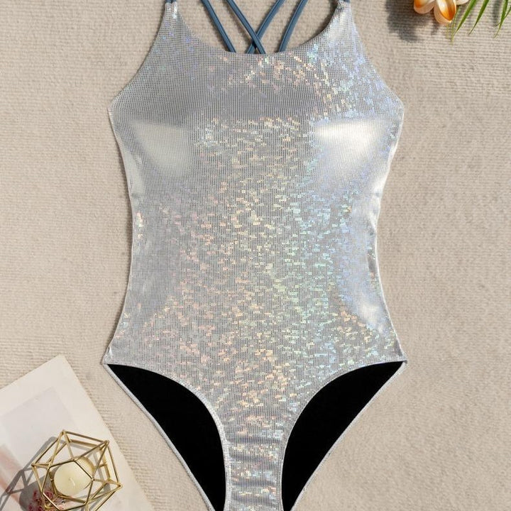 Ladies one-piece swimsuit with shimmering mesh design Mune Fashion
