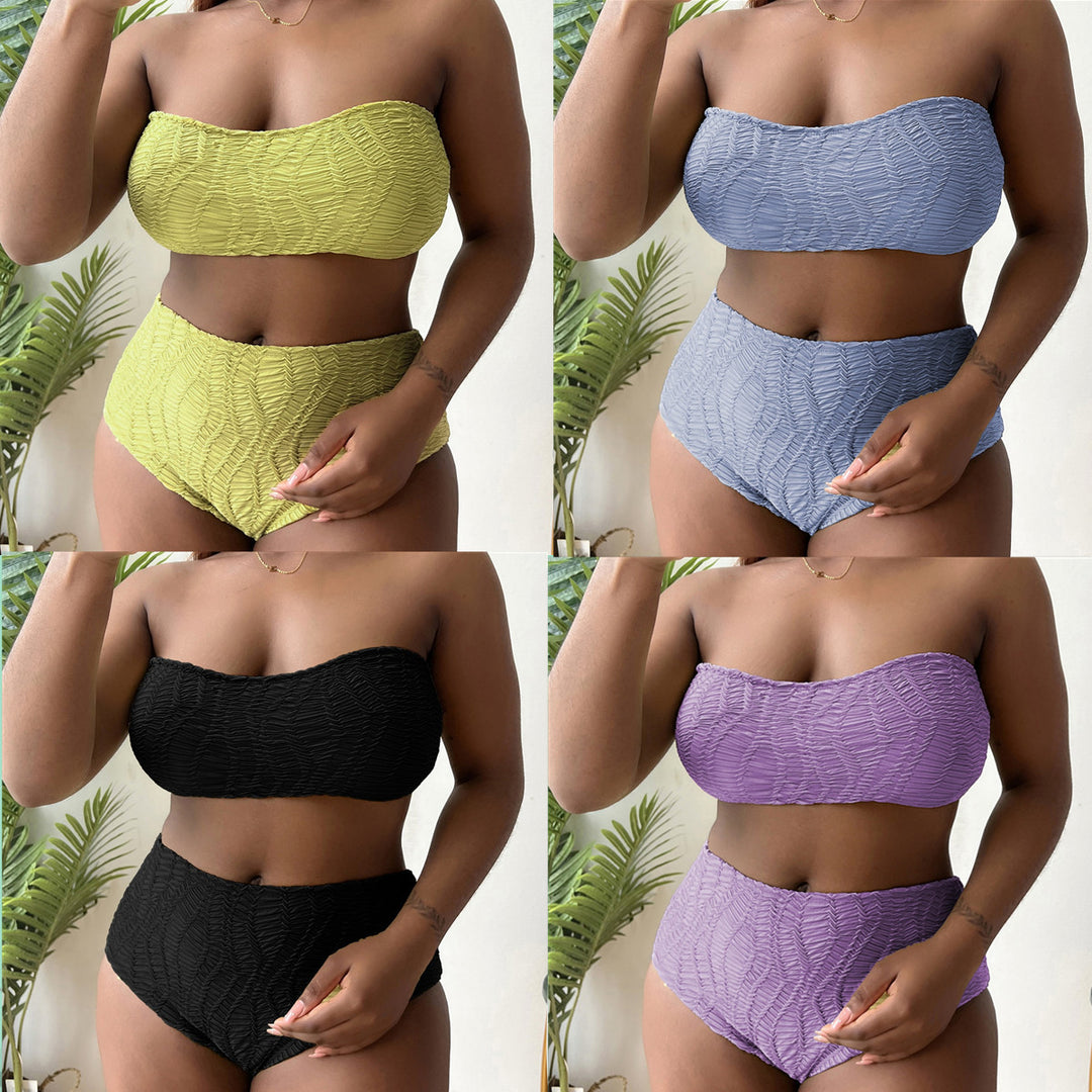 Women's High Waisted Ruffled Design Bustier Bikini Set Mune Fashion