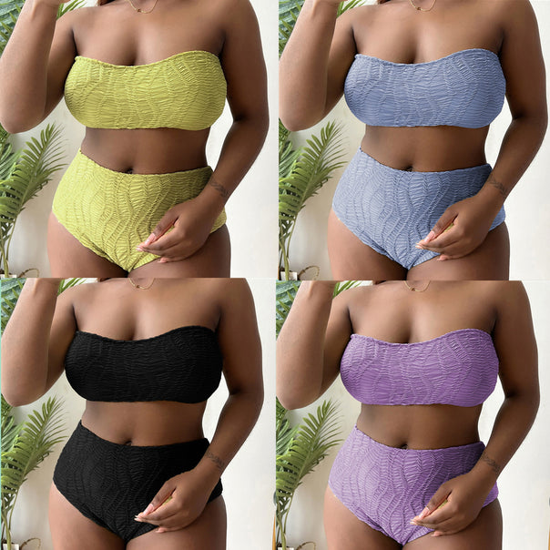 Women's High Waisted Ruffled Design Bustier Bikini Set Mune Fashion