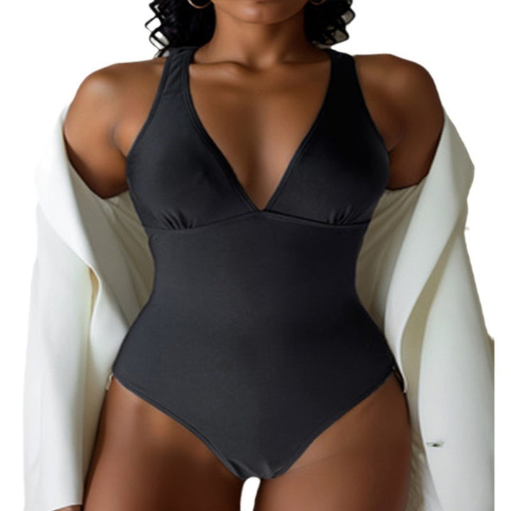 Women's One-Piece Swimsuit with V-Neck and Elegant Design Mune Fashion