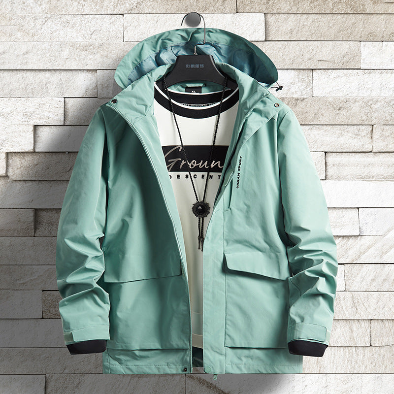 Men's waterproof city outdoor jacket with hood, concealed zipper and cargo pockets Mune Fashion