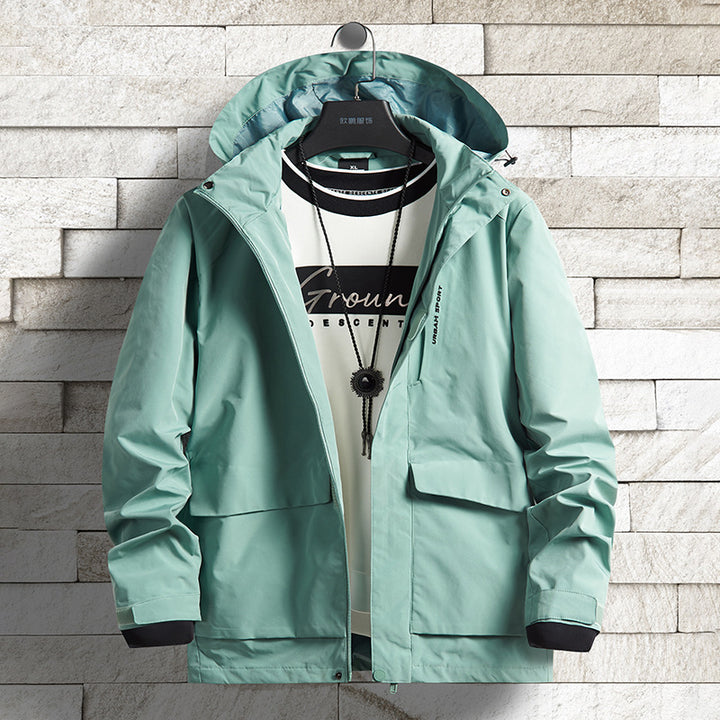 Men's waterproof city outdoor jacket with hood, concealed zipper and cargo pockets Mune Fashion