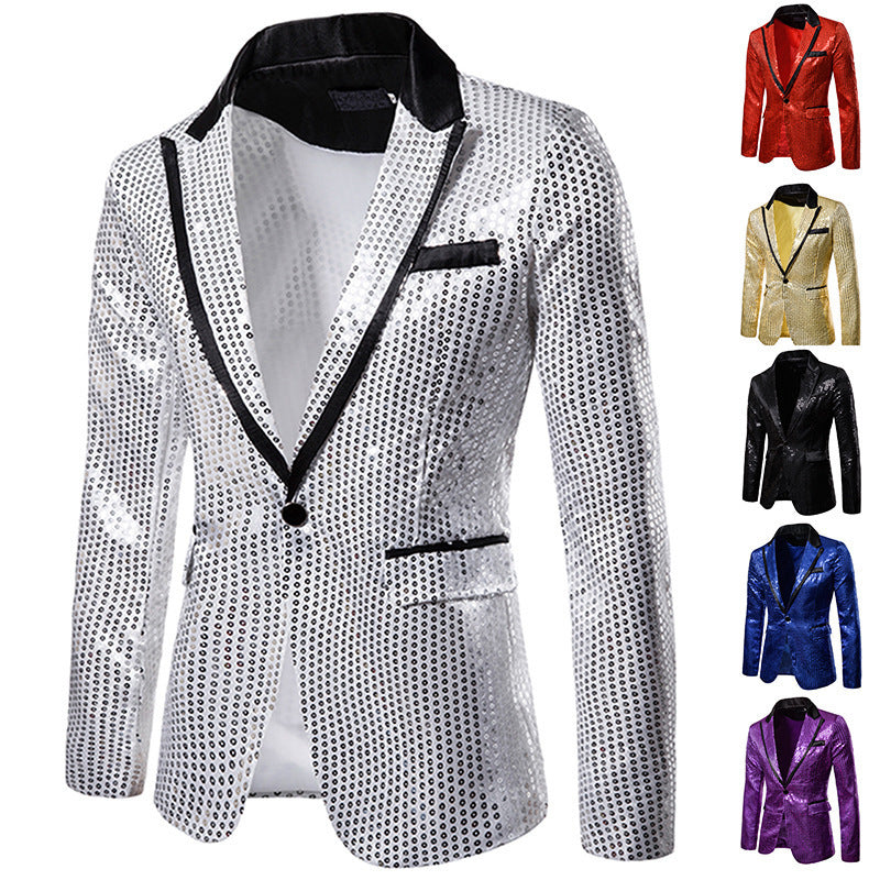 Men's sequined blazer with contrasting lapel and tailored silhouette Mune Fashion